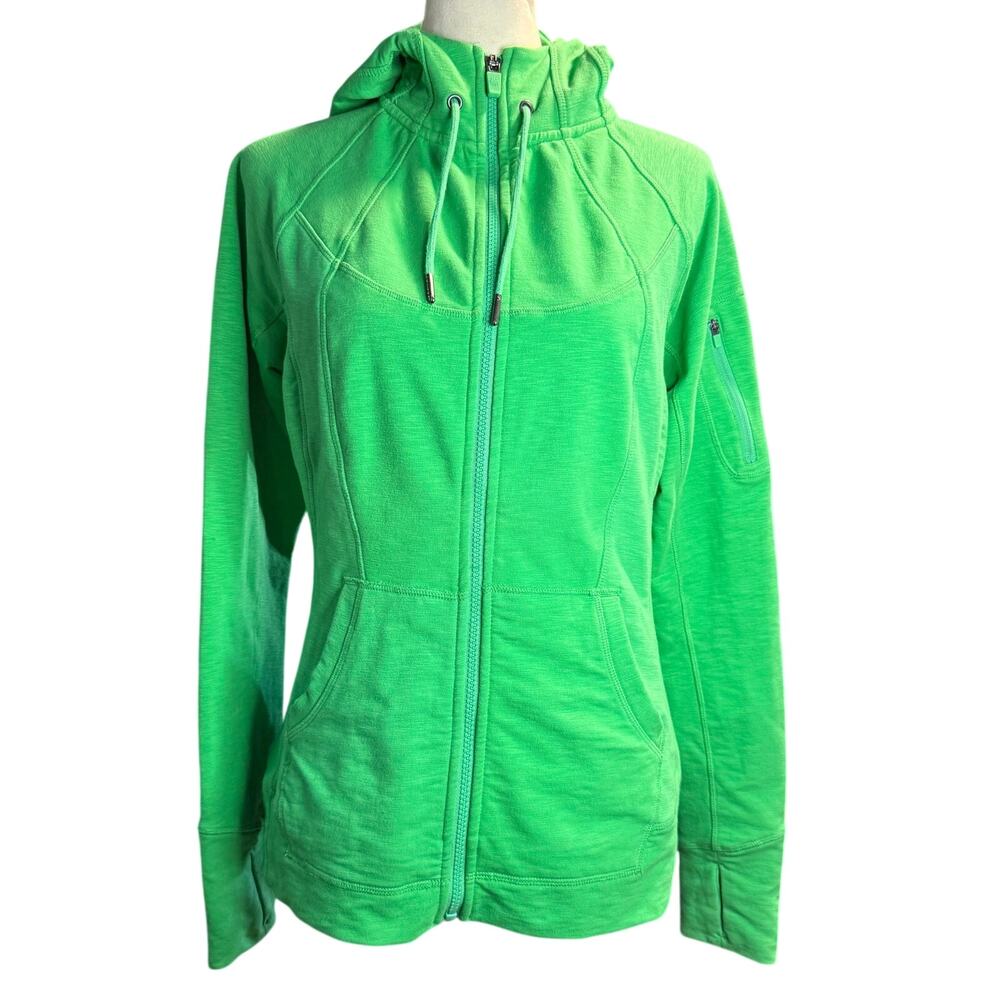Athleta Stronger Full Zip Hoodie, French Terry, Apple Green, Women's Size Medium